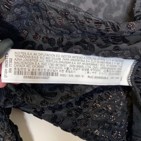 Zara Trafaluc Metallic Leopard Print Long Sleeve Crop Top - Picture 7 of 12